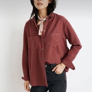 Madewell Flannel Sunday Shirt in Light Burgundy